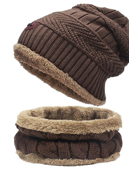 Men's Women's Slouchy Beanie Hat Winter Warm Set Outdoor Home Daily Solid / Plain Color Knitting Casual Casual / Daily 1 Pack - LuckyFash™