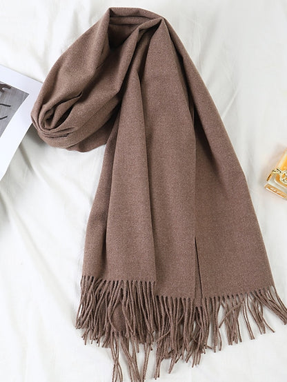 Women's Women's Shawls & Wraps Party Black Scarf Pure Color / Basic / Red / Fall / Winter / Polyester - LuckyFash™