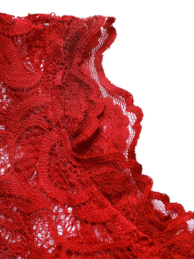 Womenâ€˜s Formal Party Dress Lace Dress Long Dress Maxi Dress Green Wine Navy Blue Black 3/4 Length Sleeve Pure Color Lace Ruched Winter Fall Crew Neck Elegant Formal Romantic 2023 S M L XL XXL - LuckyFash™