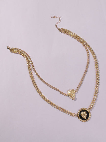 Plate Pendant Dual Lap Alloy Necklace - LuckyFash™