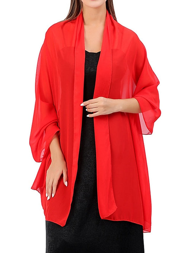 Women's Women's Shawls & Wraps Party Wedding Indoor Grey Beige Fuchsia Scarf Pure Color - LuckyFash™