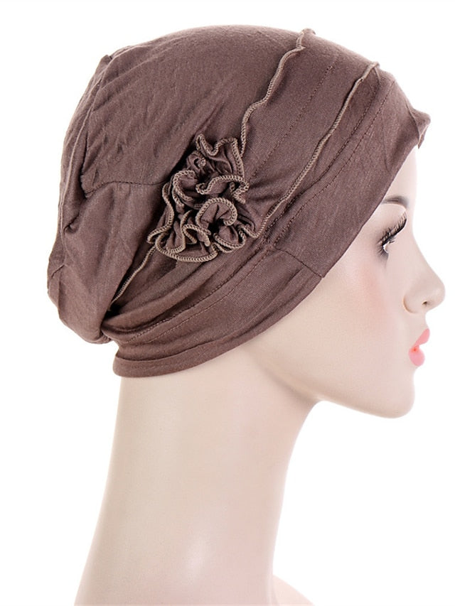 Women Turban Hat African Turban Covers Vintage Plain Head Wraps Soft Beanie Hat Headwear for Female - LuckyFash™