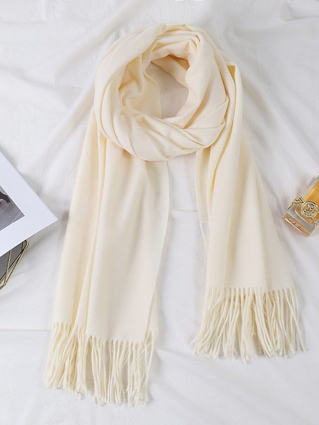 Women's Women's Shawls & Wraps Party Black Scarf Pure Color / Basic / Red / Fall / Winter / Polyester - LuckyFash™