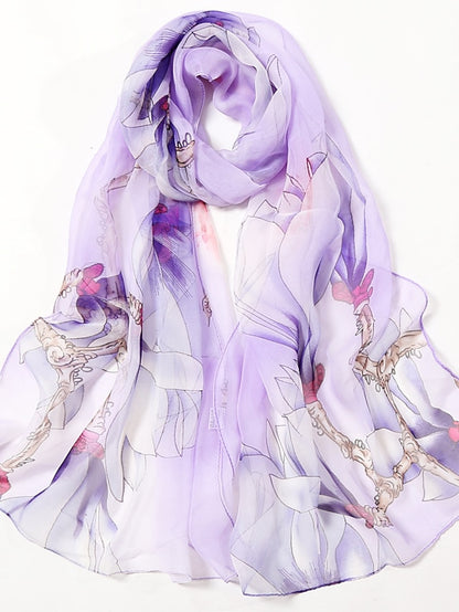 Flower Summer Women Thin Style Scarf Bandana Soft Bandana Female Elegant Shawl Hijab Hairscarves Beach Scarf - LuckyFash™