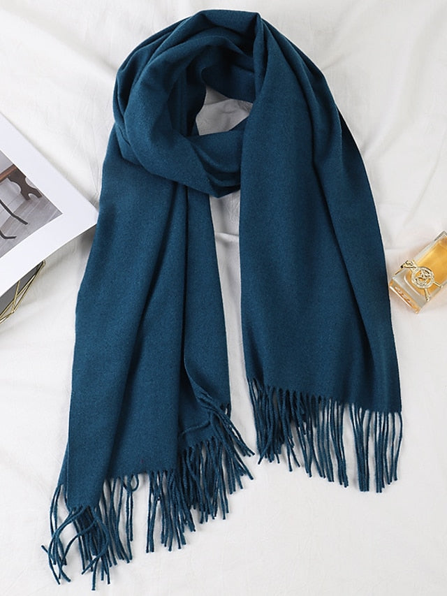 Women's Women's Shawls & Wraps Party Black Scarf Pure Color / Basic / Red / Fall / Winter / Polyester - LuckyFash™