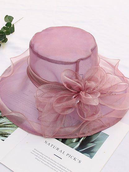 Women's Party Hat Party Wedding Special Occasion Flower Solid Color Wine Black Hat / White / Fall / Winter / Spring / Summer - LuckyFash™