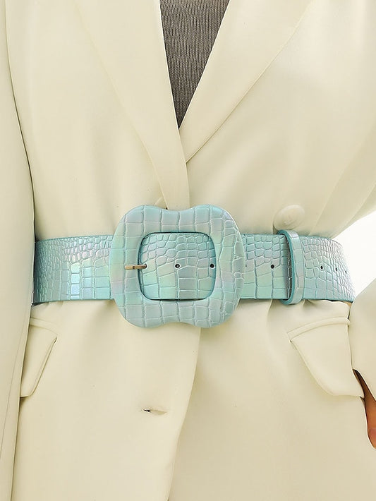 Women's Belt PU Light Blue Waist Belt Daily Date Plaid Pure Color - LuckyFash™