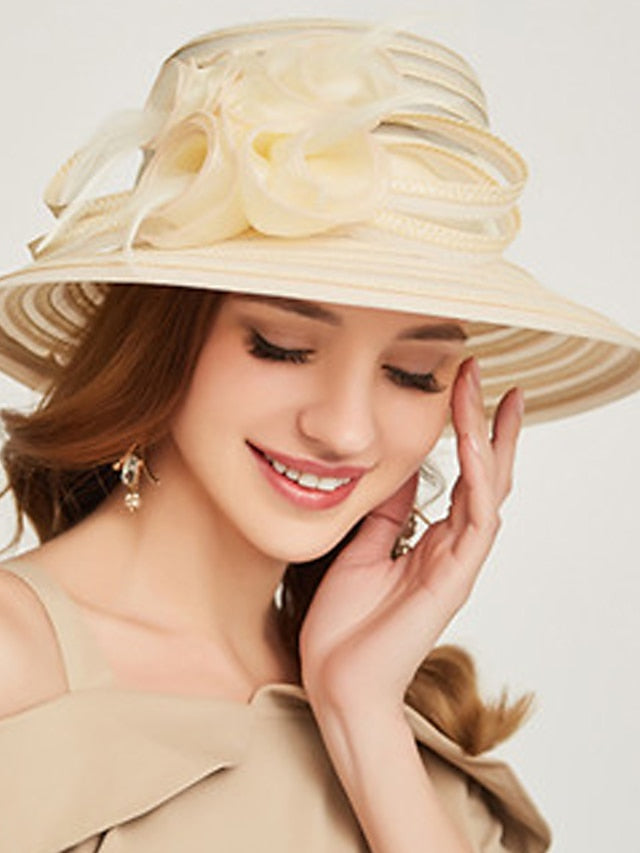 Women's Hat Bucket Hat Straw Hat Blue Pink Beige Party Outdoor Dailywear Floral Floral Windproof Comfort Breathable - LuckyFash™