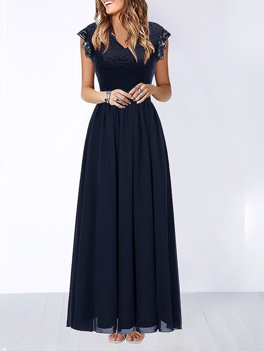 Womenâ€˜s Formal Party Dress Wedding Guest Dress Corset Dress Lace Dress Long Dress Maxi Dress Black Pink Khaki Sleeveless Pure Color Lace Spring Summer V Neck Modern 2023 XS S M L XL XXL 3XL - LuckyFash™