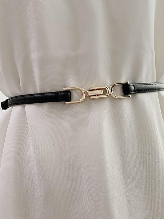 belt female pair buckle adjustable thin belt decoration simple waist mirror belt female pu imitation leather free punch girdle - LuckyFash™