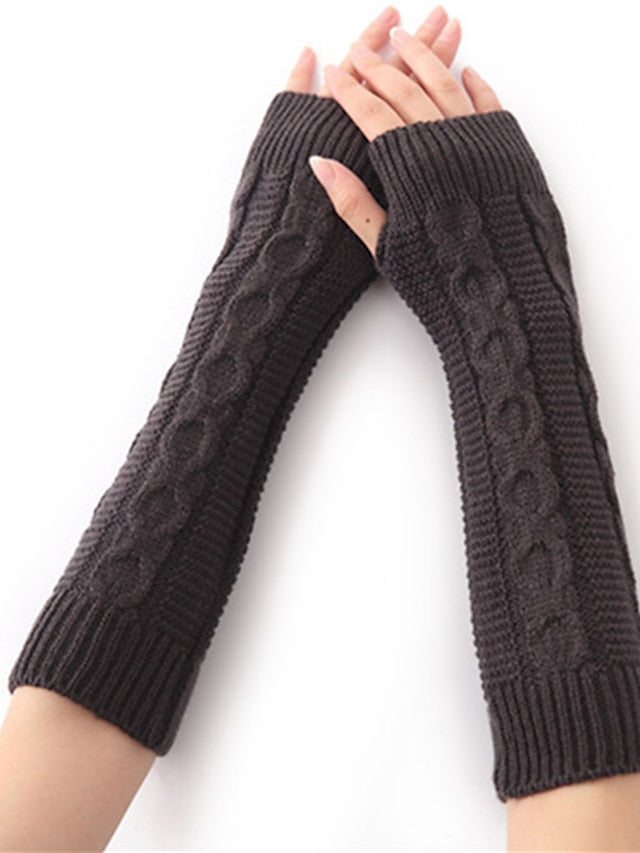 Unisex Fingerless Gloves Date Vacation Casual Daily Solid / Plain Color Knitting Warm Ups Warm 1 Pair - LuckyFash™