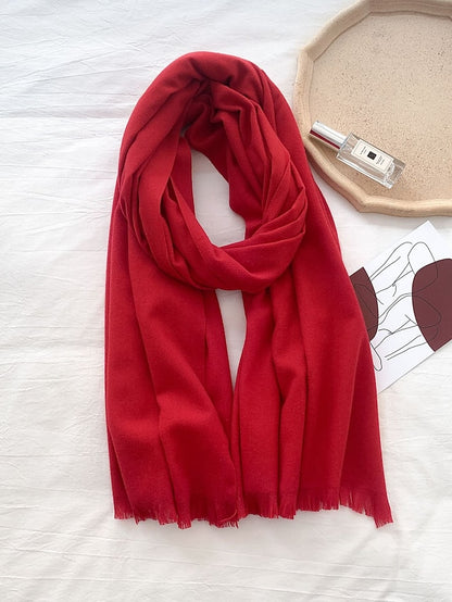 Women's Women's Shawls & Wraps Party Black Scarf Pure Color / Basic / Red / Fall / Winter / Imitation Cashmere - LuckyFash™