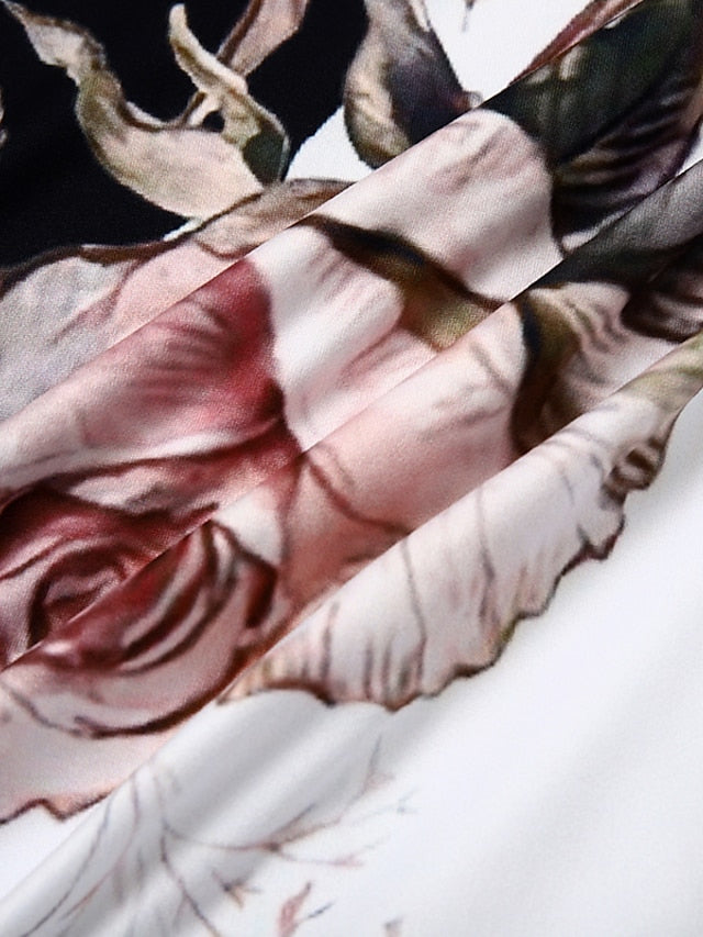 Women's Floral Crew Neck Long Dress Maxi Dress Casual Dress Print Dress Casual Outdoor Daily Weekend Print Long Sleeve Dress Regular Fit White Fall Spring S M L XL XXL - LuckyFash™