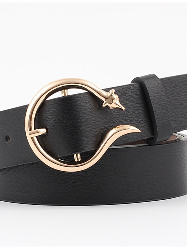 Women's Unisex PU Buckle Belt PU Leather Prong Buckle Plain Casual Classic Party Daily Black Pink Red Brown - LuckyFash™