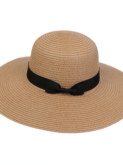 Hat Straw Hat Black Pink Khaki Outdoor Daily Holiday Braided Bow Pure Color Portable Sun Protection Breathable for Women - LuckyFash™
