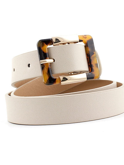 Unisex PU Buckle Belt PU Leather Prong Buckle Leopard Casual Classic Party Daily Black Brown Beige for Women - LuckyFash™
