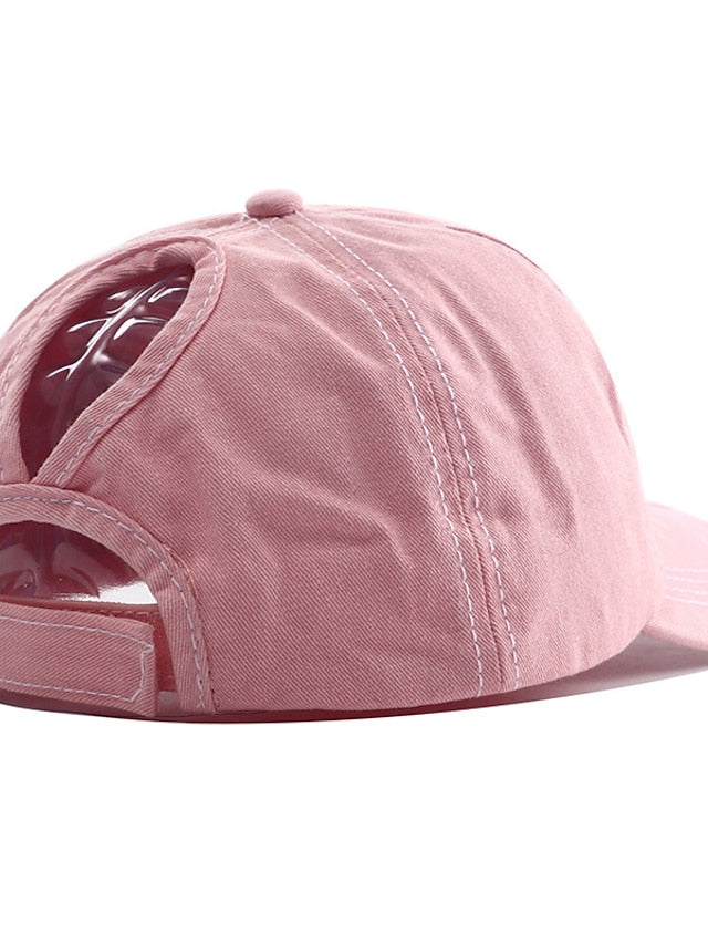 Men Washed Cotton Baseball Cap Glitter Star Embroidery Vintage Distressed Messy High Bun Ponytail Hole Trucker Hat Womens Adjustable Sun Hat - LuckyFash™