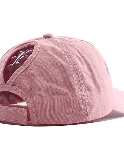 Men Washed Cotton Baseball Cap Glitter Star Embroidery Vintage Distressed Messy High Bun Ponytail Hole Trucker Hat Womens Adjustable Sun Hat - LuckyFash™