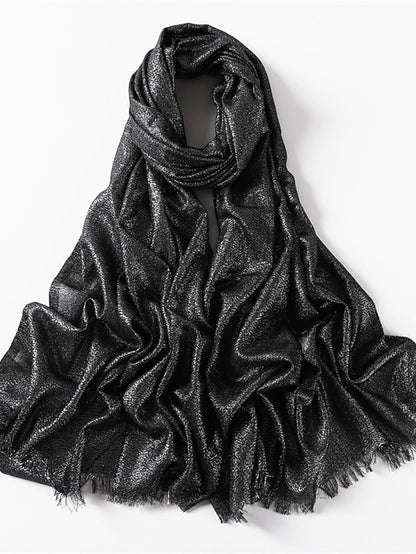Women's Women's Shawls & Wraps Outdoor Dailywear Holiday Black Brown Purple Scarf Pure Color - LuckyFash™
