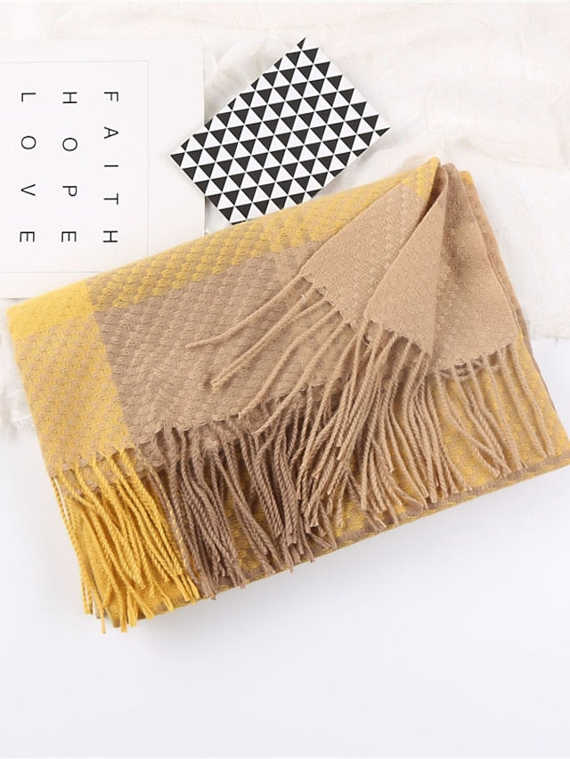 Women's Women's Shawls & Wraps Christmas Street Dailywear Camel Blue Pink Scarf Plaid - LuckyFash™