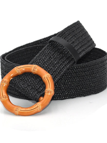 Women's Belt Straw White Black Gray khaki Apricot Waist Belt Street Daily Date Stripe Pure Color / Spring / Summer / Khaki - LuckyFash™