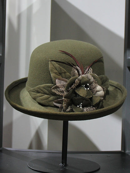 Women's Party Hat Party Wedding Special Occasion Flower Flower Wine Black Hat Yellow Fall Winter Spring Holiday - LuckyFash™