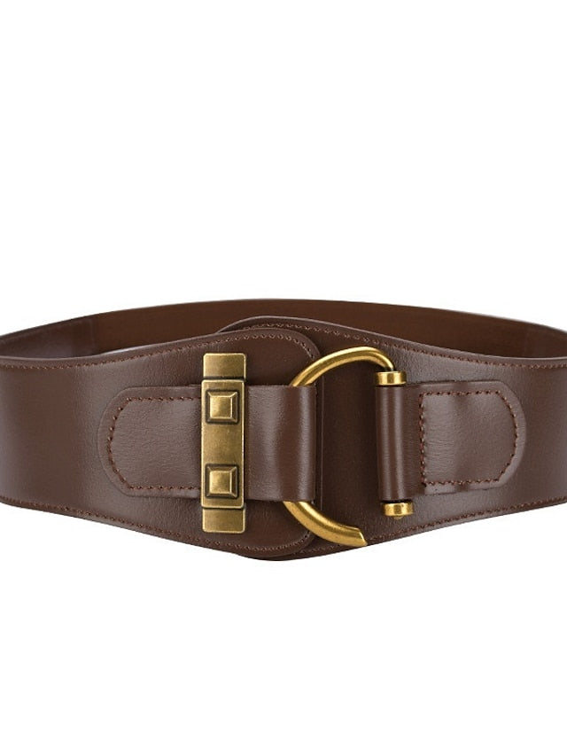 Women's Belt Faux Leather Black Pink Light Brown Khaki Red Wide Belt Outdoor Street Dailywear Holiday Pure Color / Spring / Summer / Fall / Winter - LuckyFash™