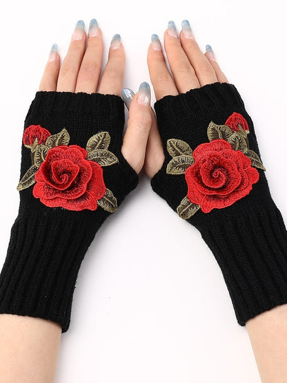 Women's Fingerless Gloves Warm Winter Gloves Gift Daily Flower / Floral Polyester Acrylic Fibers Cosplay Casual 1 Pair - LuckyFash™
