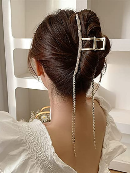 Metal Hair Claw Clips Gold Snack Hair Accessories Valentine's Day Large Rhinestones Design Acrylic Luxury Hair Crab Headbands Hairpin Barrette Head Bands Hair Clamp Hair Accessories for Women 1Pcs - LuckyFash™