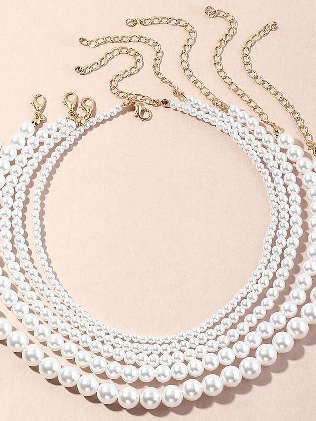 European fashion jewelry elegant round imitation pearl necklace temperament popular pearl necklace - LuckyFash™