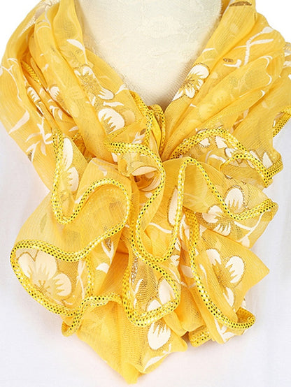 New Flower Embroidery Gauze Scarf Women Travel Holiday Sunscreen Beach Shawl Daily Streetwear Birthday Gift - LuckyFash™