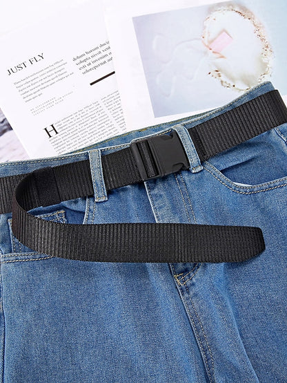 Men's Women's Web Belt Canvas Plastic Buckle Plain Classic Casual Work Daily Black Blue Green Coffee - LuckyFash™