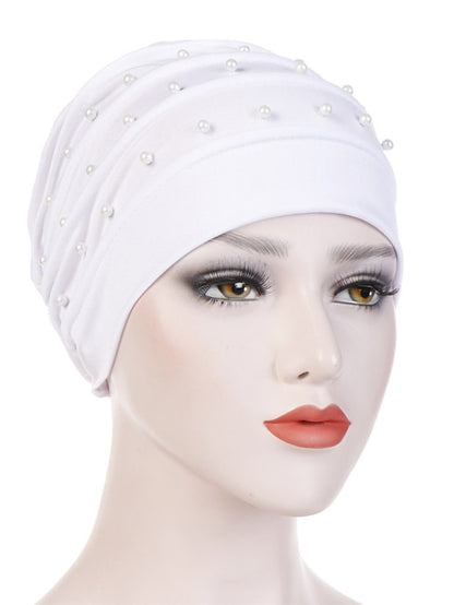 Fashion Muslim Women Turban Scarf Pearl Fold Turban Hat Cancer Chemo Beanies Cap Islamic Wrap Headscarf Musulman Femme Hijab Hair Accessories - LuckyFash™