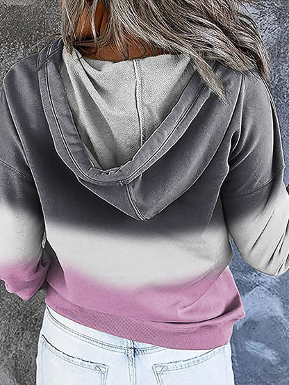 Women's Hoodie Sweatshirt Pullover Streetwear Casual Front Pocket Green Blue Purple Gradient Casual Hooded Long Sleeve S M L XL XXL - LuckyFash™