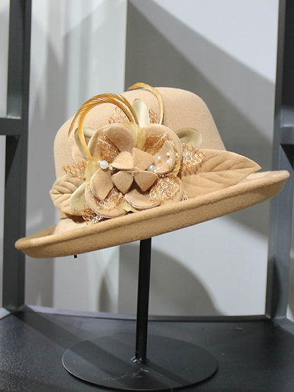 Women's Party Hat Party Wedding Special Occasion Flower Flower Wine Black Hat Yellow Fall Winter Spring Holiday - LuckyFash™