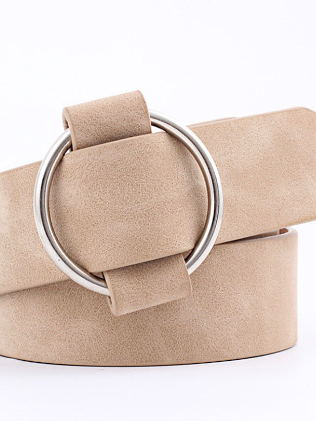 Women's Unisex PU Buckle Belt PU Leather O-ring Buckle O-ring Casual Classic Daily Holiday Black Brown Beige Coffee - LuckyFash™