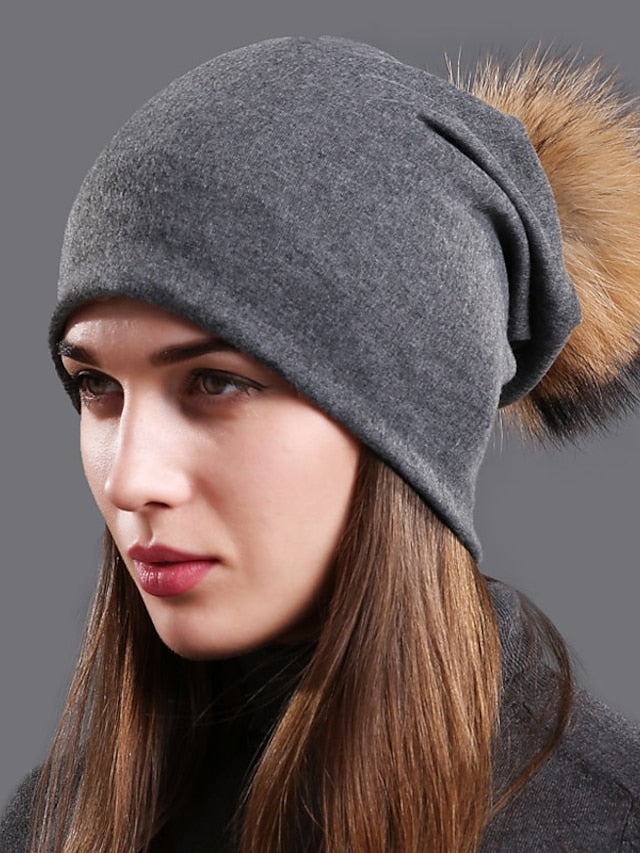 Women's Hat Beanie / Slouchy Black Light Gray Dark Gray Outdoor Home Daily Knit Pure Color Windproof Comfort Warm - LuckyFash™
