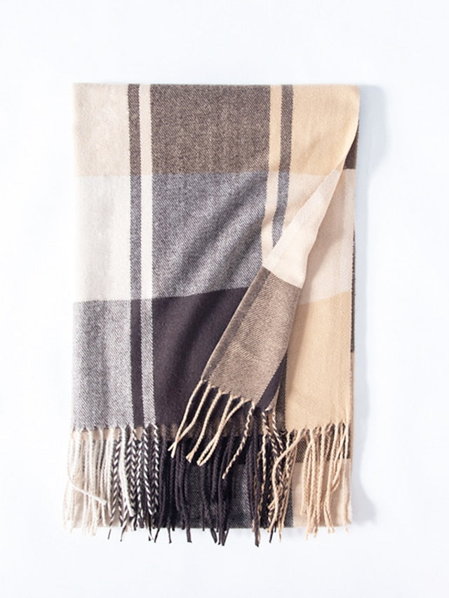 Women's Women's Shawls & Wraps Outdoor Dailywear Holiday Black Red Blue Scarf Plaid - LuckyFash™