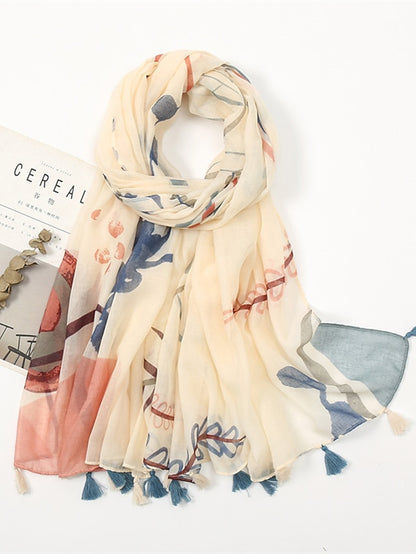 Women's Rectangle Scarf Dailywear Holiday Outdoor Yellow Scarf Floral - LuckyFash™