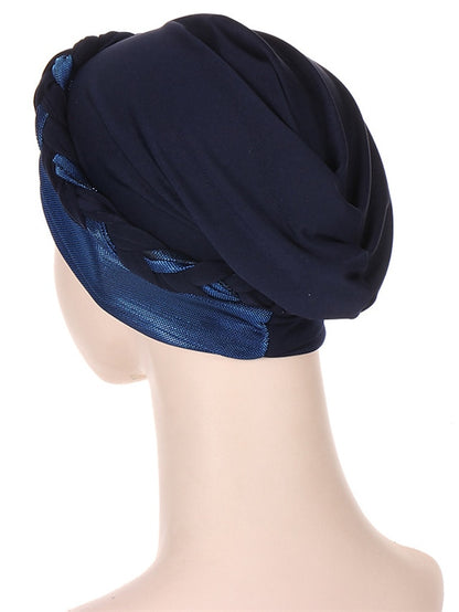 Muslim Turban Glitter Braids Women Forehead Cross Inner Hijab Islamic Head Wrap Arab Underscarf Bonnet Stretchy Cap - LuckyFash™
