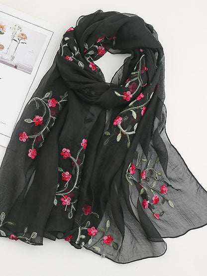 Women's Scarves Daily Holiday Flowers Cotton Polyester Vacation Bohemia Sunscreen Outdoor Casual 1 PC - LuckyFash™