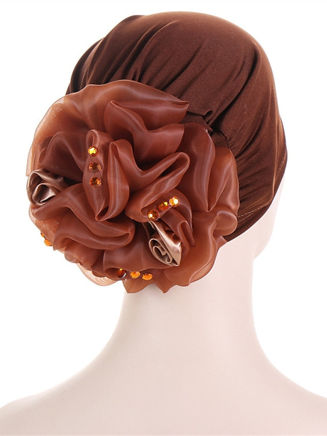 Women Solid Color Back Big Flower New Turban Muslim Hijab Caps Satin Flowers Arab Wrap Inner Hijabs Bonnet Hat Headdress - LuckyFash™