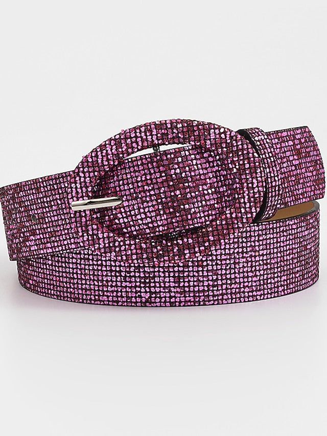 Women's Belt Leather Silver Light Yellow Fuchsia Gold Waist Belt Daily Pure Color - LuckyFash™