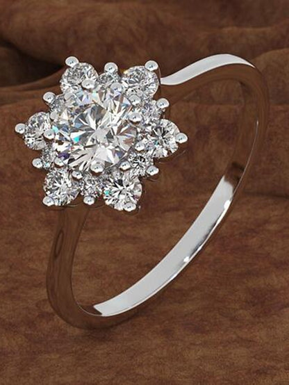 1PC Ring For Women's AAA Cubic Zirconia White Wedding Daily Alloy Classic Flower - LuckyFash™