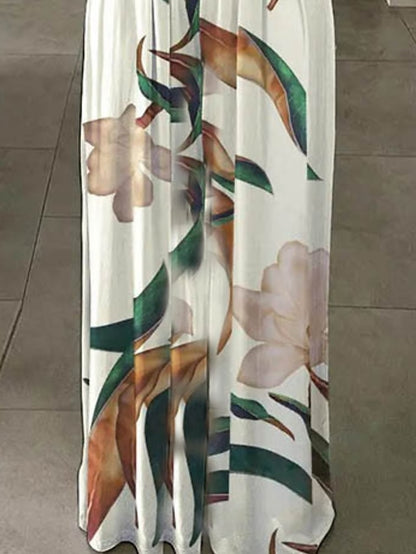 Womenâ€˜s Formal Party Dress Sheath Dress Long Dress Maxi Dress White Short Sleeve Floral Ruched Winter Fall Spring Off Shoulder Stylish Office Wedding Guest 2023 S M L XL XXL 3XL - LuckyFash™