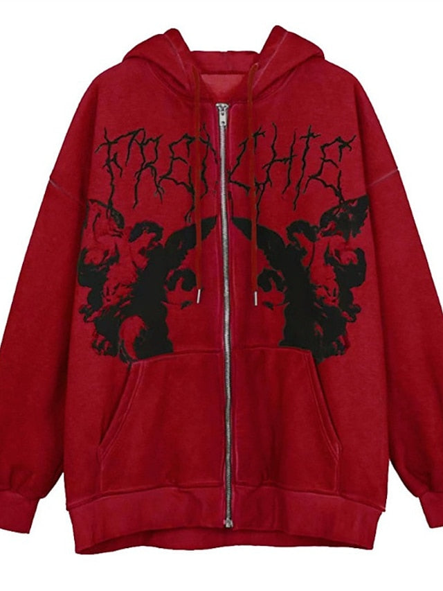 Hoodie Sweatshirt Zip Up Blue Light Brown Dark Gray Graphic Long Sleeve M L XL XXL XXXL for Women - LuckyFash™