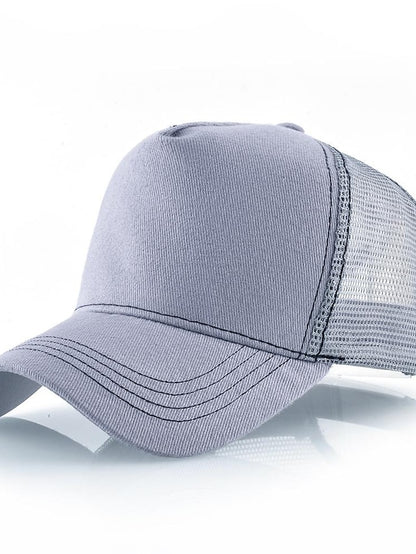 solid color cotton baseball cap european and american retro mesh cap peaked cap trucker hat men's spring and autumn simple tennis cap - LuckyFash™