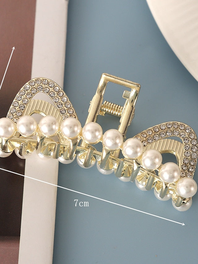 AOPRIE Pearl Metal Hair Clips for Women 2.5 In Small Size Claw Clip for Girls Hair Clips Claw Hair Accessories for Women Gold - LuckyFash™