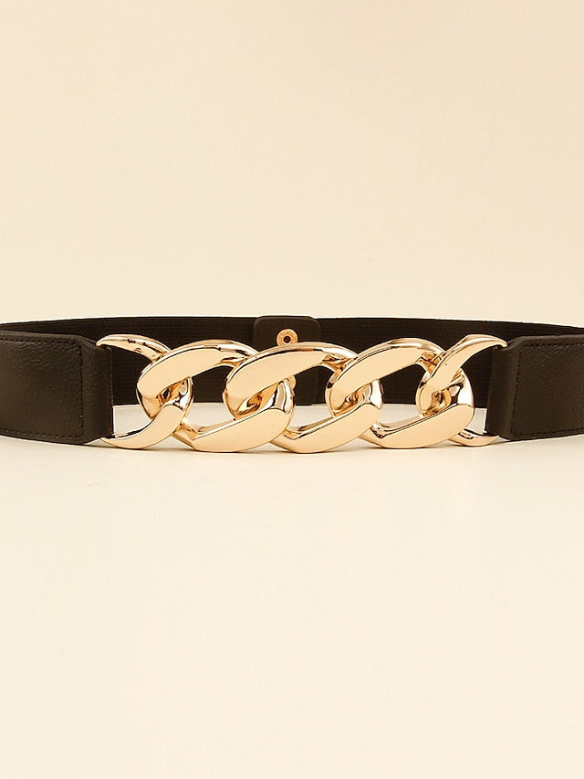 Women's Corset Belt Nylon Metal Chain Steel Buckle Geometric Formal Party Daily Silver Gold - LuckyFash™