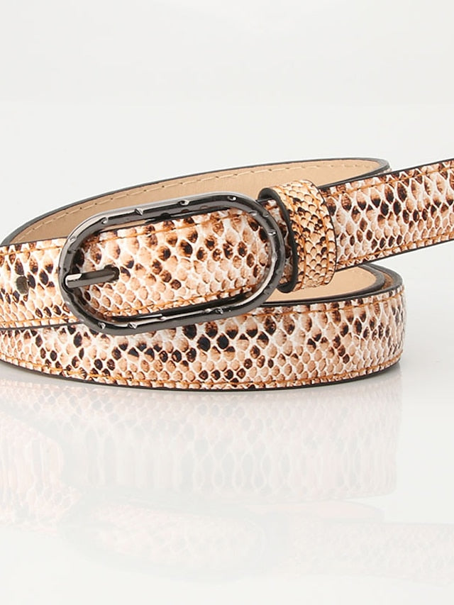 Women's Belt PU Leather Green White Black Purple khaki Skinny Belt Solid Color - LuckyFash™